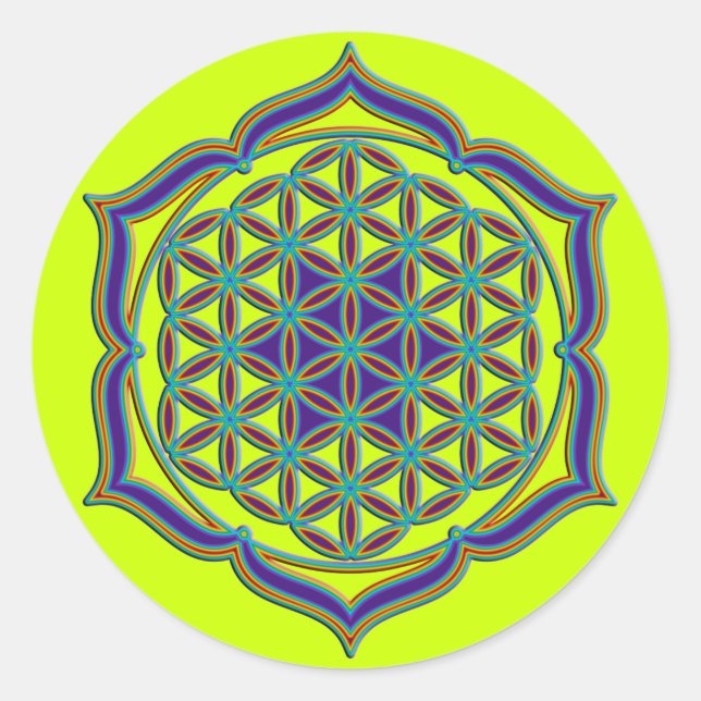 Sticker Rond Fleur de la vie / Blume des Lebens - Lotus Contour (Devant)