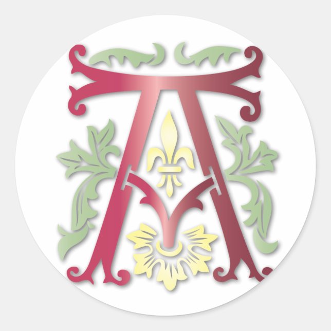 Sticker Rond Fleur de lis A Monogramme (Devant)