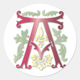 Sticker Rond Fleur de lis A Monogramme