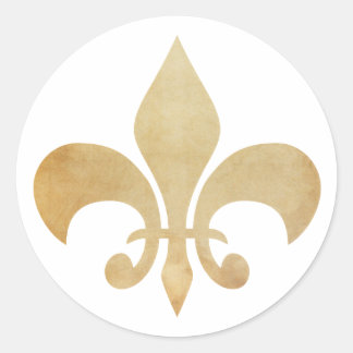 Sticker Rond Fleur de Lis Antique Or Tan