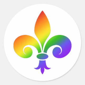 Sticker Rond Fleur de Lis Arc en Ciel