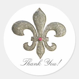 Sticker Rond Fleur de lis avec bling