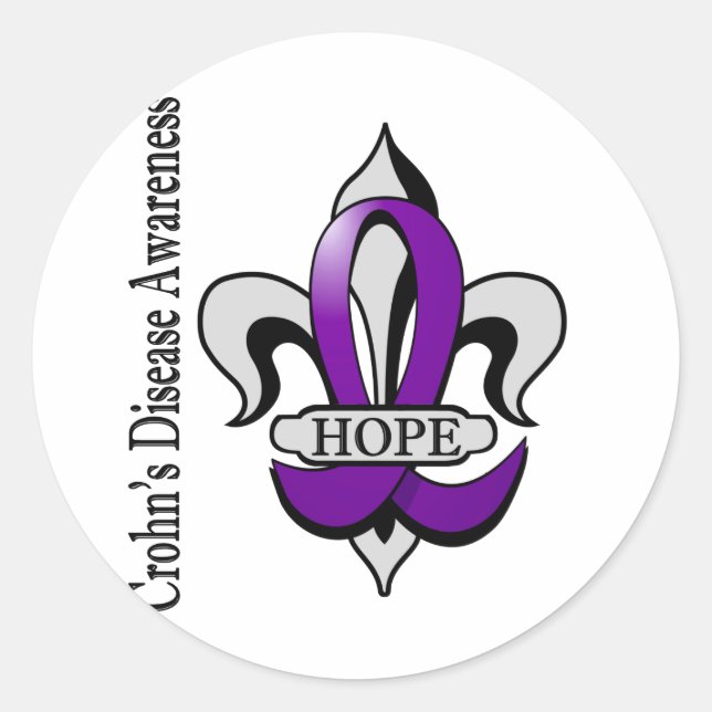 Sticker Rond Fleur De Lis Crohn's Disease Hope (Devant)