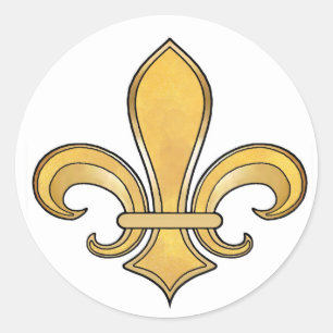 Sticker Rond Fleur de Lis en couleur unie - Jaune
