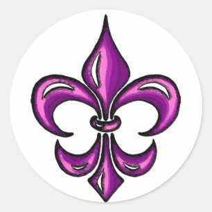 Sticker Rond Fleur de Lis en Lavande violette