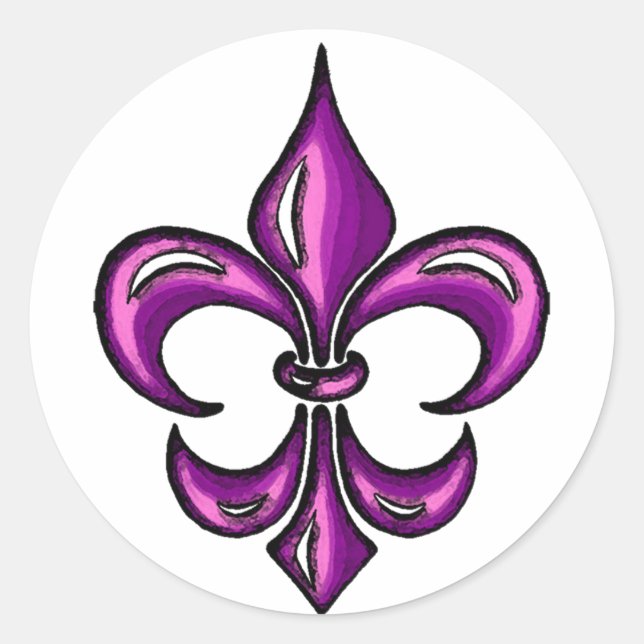 Sticker Rond Fleur de Lis en Lavande violette (Devant)