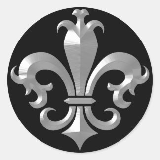 Sticker Rond Fleur De LIs Fancy Silver Bevel Saints Classic