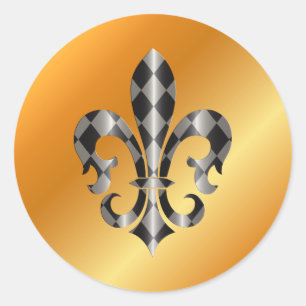 Sticker Rond Fleur de Lis, fond DIY+texte