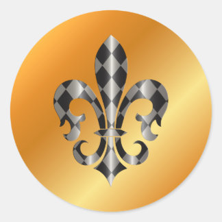 Sticker Rond Fleur de Lis, fond DIY+texte