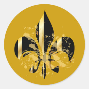 Sticker Rond Fleur de Lis, fond+texte DIY