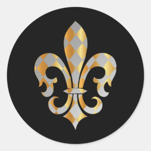 Sticker Rond Fleur de Lis, fond+texte DIY