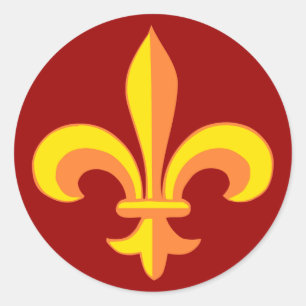 Sticker Rond Fleur de lis jaune yellow