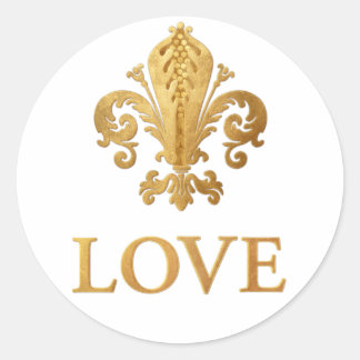 Sticker Rond Fleur de lis Love