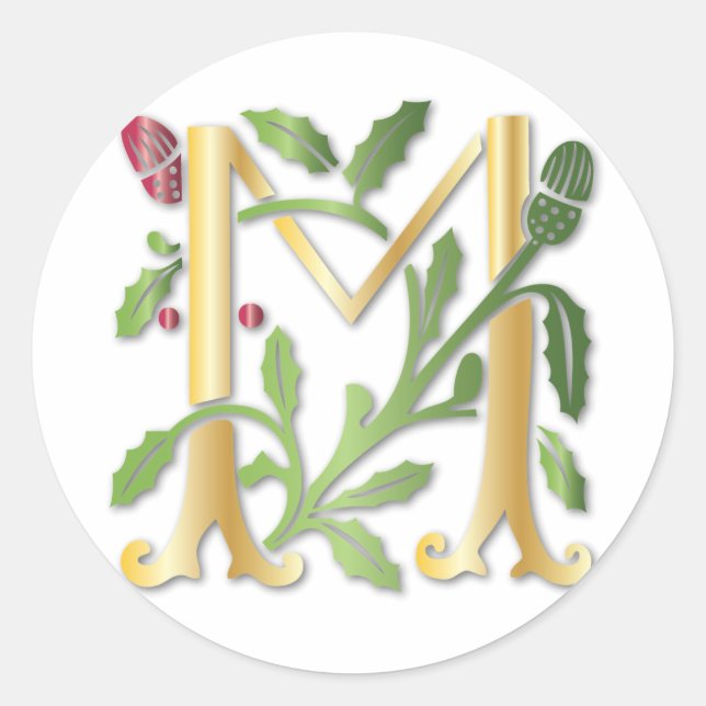 Sticker Rond Fleur de lis M Monogramme (Devant)