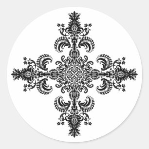Sticker Rond Fleur de lis Méditation 4 coins