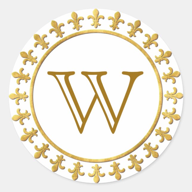 Sticker Rond Fleur de lis Monogramme personnalisable (Devant)