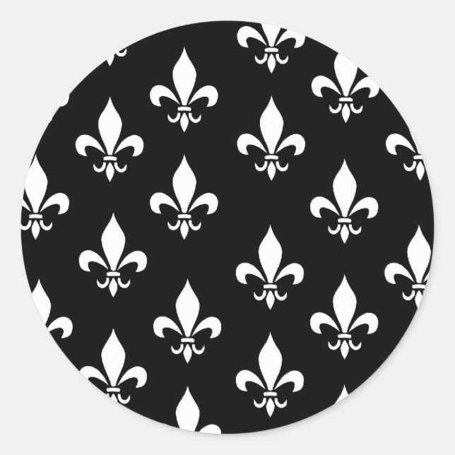 Sticker Rond Fleur de Lis Motif noir et blanc (Devant)