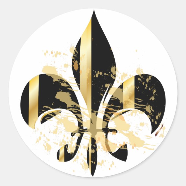 Sticker Rond Fleur de Lis noir et or (Devant)