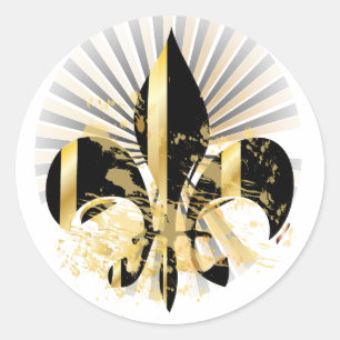 Sticker Rond Fleur de Lis/noir + or