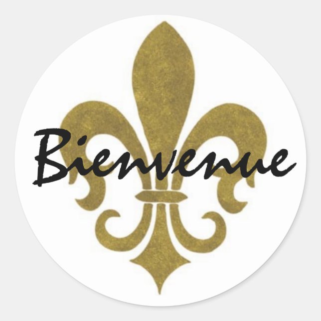 Sticker Rond fleur de lis or, Bienvenue (Devant)