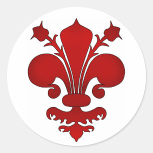 Sticker Rond Fleur de lis rouge foncé
