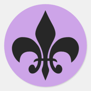 Sticker rond Fleur de lis Violet