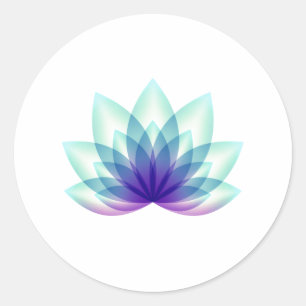 Sticker Rond Fleur de lotus bleu vert simple