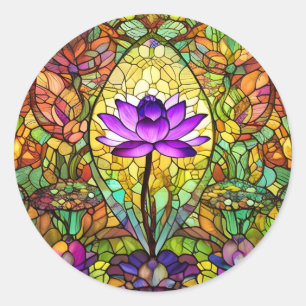 Sticker Rond Fleur de Lotus en Verre
