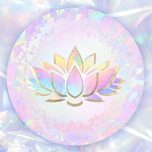 Sticker Rond fleur de lotus holographique (Créateur téléchargé)