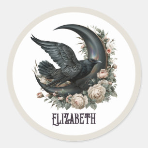 Sticker Rond Fleur de Lune Gothique Corbeau Académie Sombre