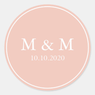 Sticker Rond Fleur de lune   Monogramme classique Mariage