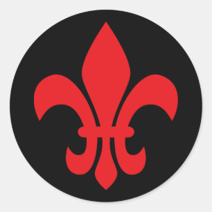 Sticker Rond Fleur de Lys rouge