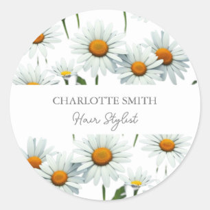 Sticker Rond Fleur de marguerite blanc moderne tendance