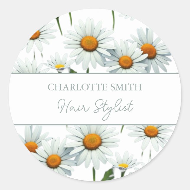 Sticker Rond Fleur de marguerite blanc moderne tendance (Devant)