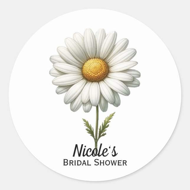 Sticker Rond Fleur de marguerite blanche simple  (Devant)