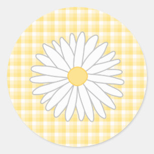 Sticker Rond Fleur de marguerite dans jaune et le blanc