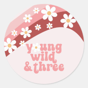 Sticker Rond Fleur de marguerite rétro 3e anniversaire