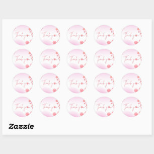 Sticker Rond Fleur de marguerite rose simple merci baby shower