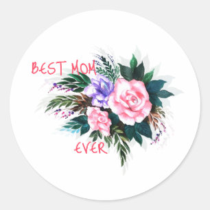 Sticker Rond Fleur de meilleure maman qui soit