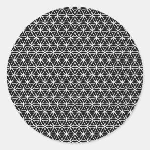 Sticker Rond Fleur de motif de la vie : Noir et blanc