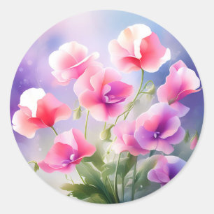 Sticker Rond Fleur de pois sucrés