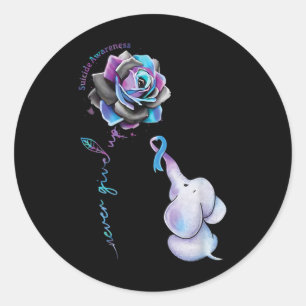 Sticker Rond Fleur de sensibilisation à la prévention du suicid