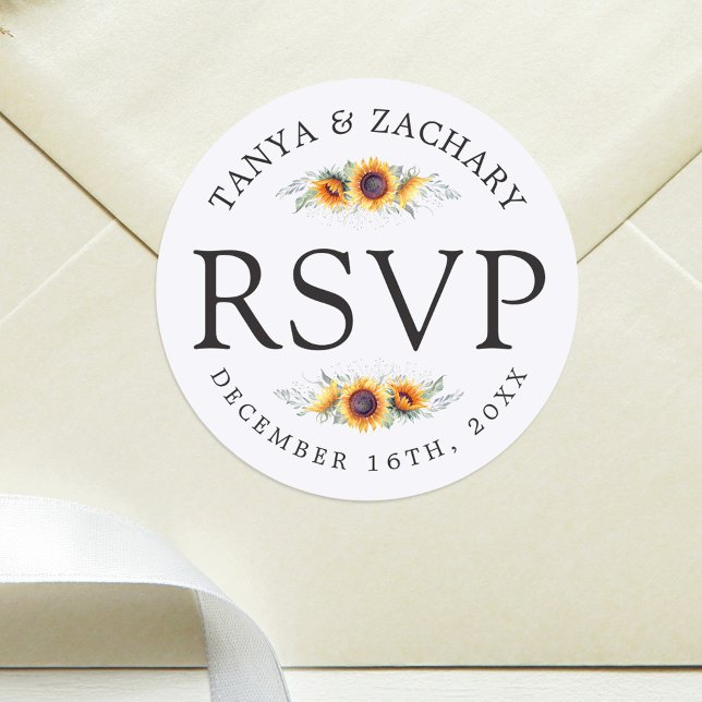 Sticker Rond Fleur de tournesol | Mariage RSVP (Créateur téléchargé)