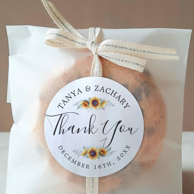 Sticker Rond Fleur de tournesol | MERCI MARIAGE (Créateur téléchargé)