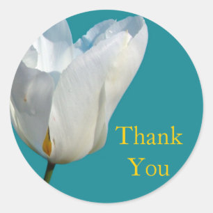 Sticker Rond fleur de tulipe blanche merci les autocollants.