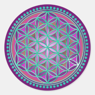 Sticker Rond Fleur de vie / Blume des Lebens - Bouton VI