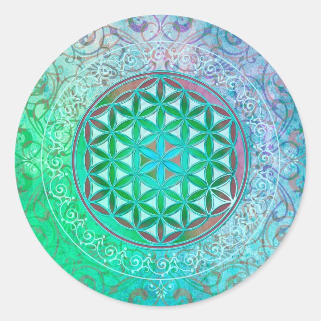 Sticker Rond Fleur de vie / Blume des Lebens - Ornement IV (Devant)