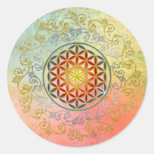 Sticker Rond Fleur de vie / Blume des Lebens - Ornement IV BG