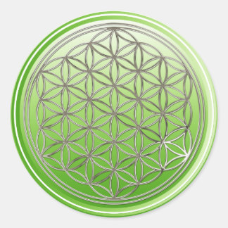 Sticker Rond Fleur de vie / Blume des Lebens - Vert ARGENT