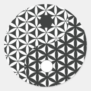 Sticker Rond Fleur de vie espace temps Yin Yang
